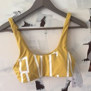 RVCA Yellow Bathing Suit Top